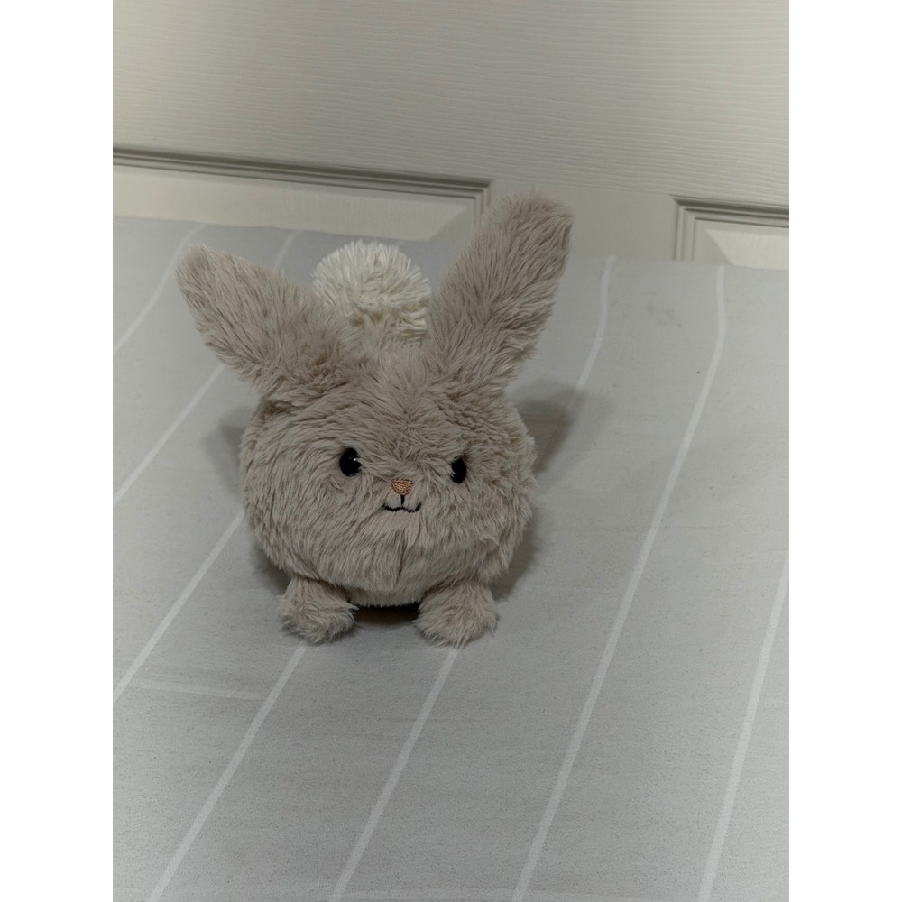 Rare Jellycat London Caboodle Bunny Plush Shaggy Beige Round Stuffed AniMap